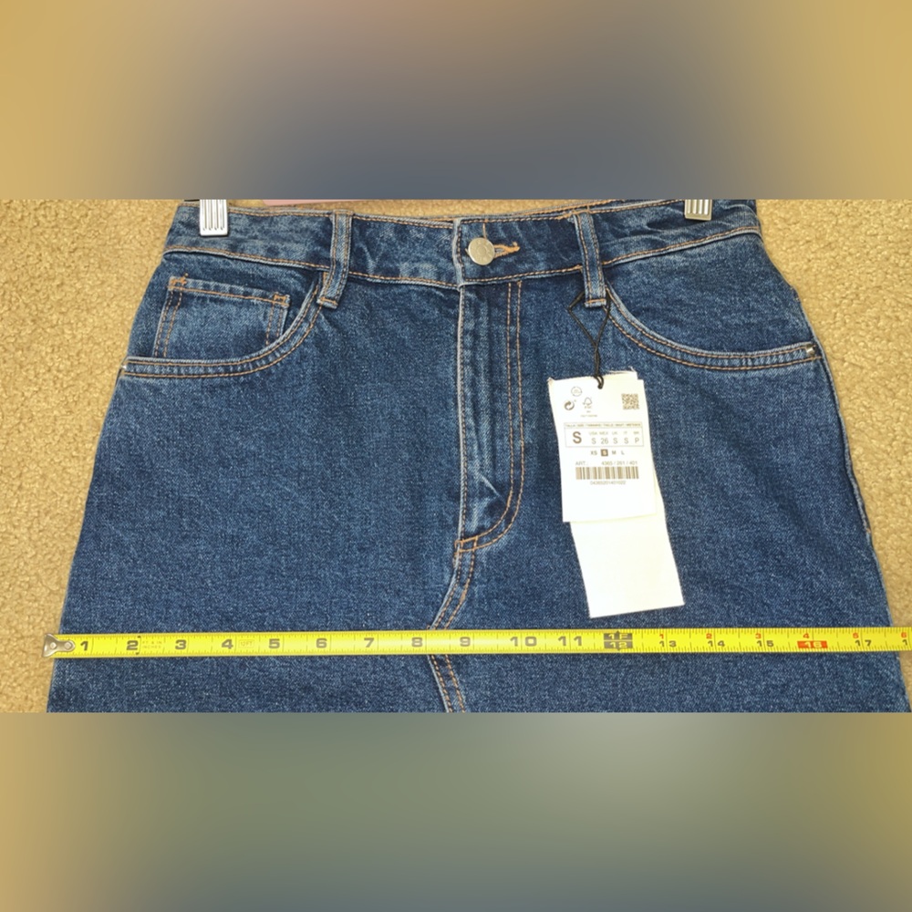Zara Blue Denim Midi Skirt with Front Slit - Picture 4 of 5